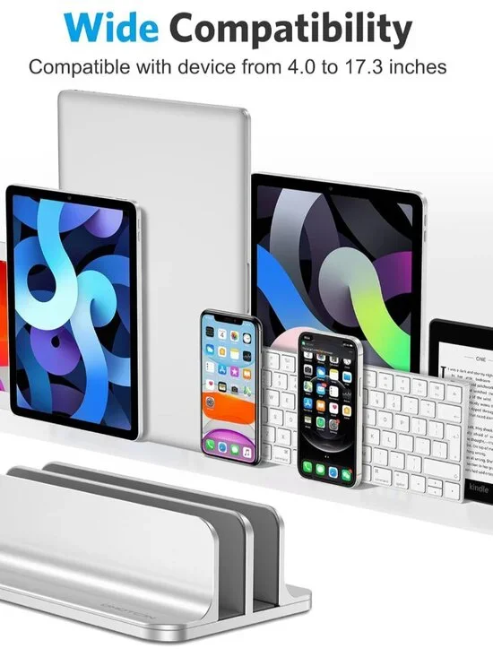 Vertical Laptop Stand [Updated Double Version], Desktop Aluminum Mac Book Stand - Picture 3 of 8